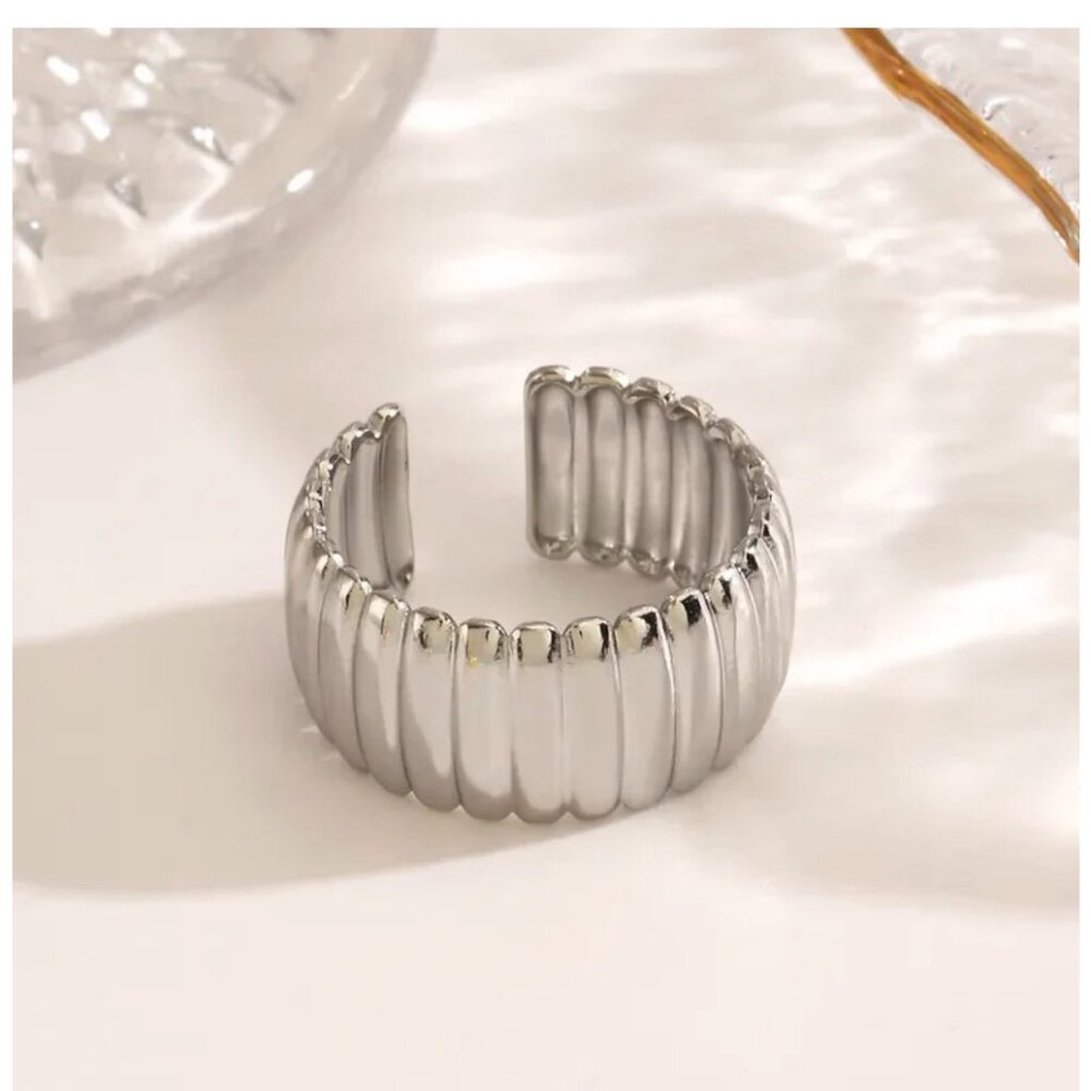 silver stainless steel ring